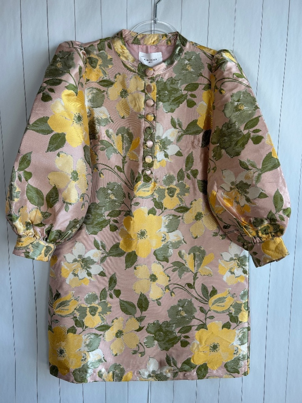 Pomander Place Tuckernuck size M Samantha dress pink floral jacquard short NEW